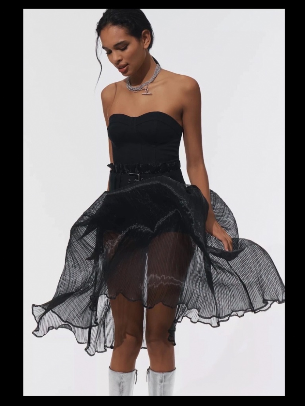 ANTHROPOLGOIE PILCRO STRAPLESS BODYSUIT & SHEER SKIRT SIZE XL (Q4-2E)